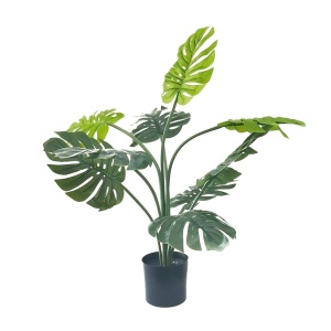 Plantă Artificială Monstera 68 cm, cu detalii realistice, bogată în frunze verzi, aspect natural, ghiveci negru inclus