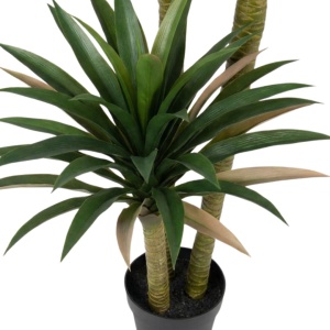 Plantă artificială Yucca 160 cm, cu frunze verzi, lungi și ascuțite, cu detalii realiste, pentru interior, ghiveci negru inclus