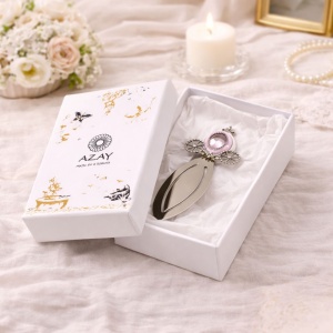 Princess Carriage Metal Bookmark with Crystals, 10 x 3.5 cm, Silver and Pink, Elegant Gift for Girls and Women, AZAY