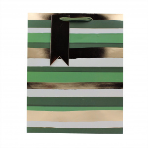 Punga cadou hartie M Green Stripe - Img 4