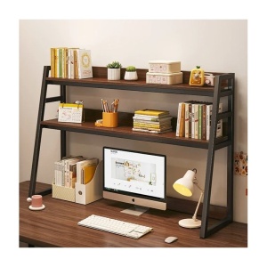 Raft multifuncțional, de birou, cu 3 niveluri, culoarea maro, Ecarla, 95x32x90 cm, SZ40CZ