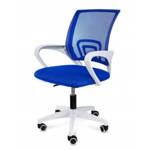Scaun de birou ergonomic Jumi, mesh respirabil, bază albă, albastru, reglabil