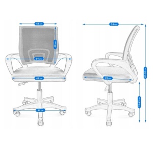 Scaun de birou ergonomic Jumi, mesh respirabil, bază neagră, albastru, reglabil