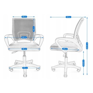 Scaun de birou ergonomic Jumi, mesh respirabil, bază neagră, gri, reglabil