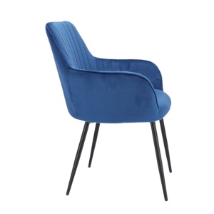 Scaun tapițat din catifea albastră CORA – design elegant JUMI