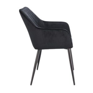 Scaun tapițat din velur negru APIS cu picioare metalice – design modern, confortabil, brand Jumi