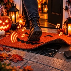 Senzor pentru covoraș de intrare, cu sunete de Halloween, activare la călcare, 34x24,5 cm