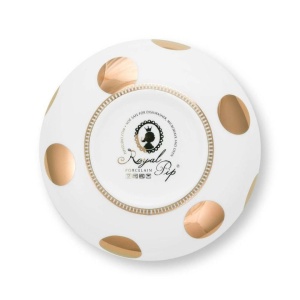 Set 2 boluri, din porțelan, Pip Studio, Dot Delight White-Gold, 15 cm, colecția Dot Delight