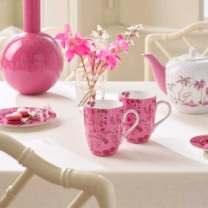 Set 2 căni, din porțelan, Pip Studio, Flowers Pink, 145 ml, colecția Jolie