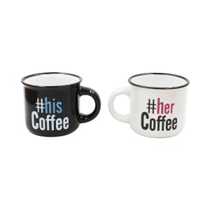 Set 2 Cești Espresso, Nekupto – “#hisCoffee & #herCoffee”, 2 x 80 ml