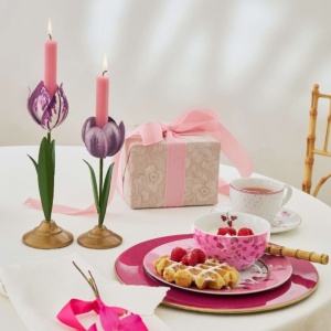 Set 2 suporturi, din metal, Pip Studio, lalele 21 și 26 cm, Lilac, colecția Others