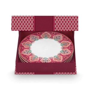 Set 4 farfurii din porțelan, Breakfast, Pip Studio, Dark Pink, 21 cm, colecția Flower Festival