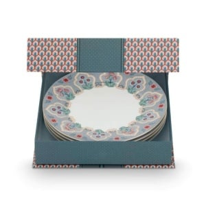 Set 4 farfurii din porțelan, Breakfast, Pip Studio, Light Blue, 21 cm, colecția Flower Festival