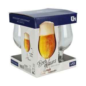 Set 4 pahare, cu picior, pentru bere, 370 ml, Excellent Houseware