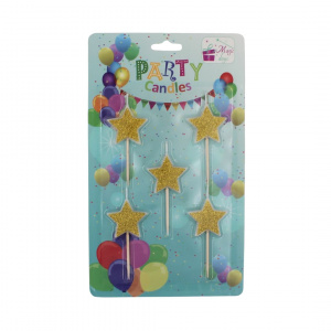 Set 5 lumânări party steluțe aurii