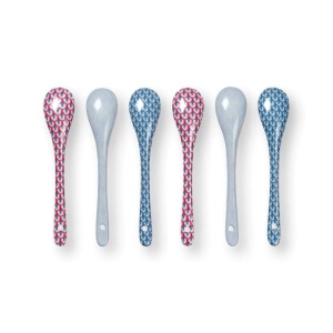 Set 6 lingurițe, din porțelan, Pip Studio, Blue, 13 cm, colecția Flower Festival