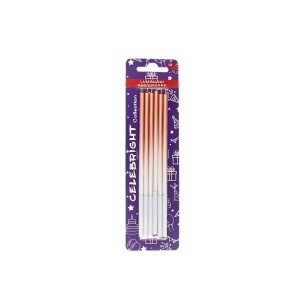 Set 6 lumânări pentru tort, Celebright, cupru degrade, bază albă, 15 cm