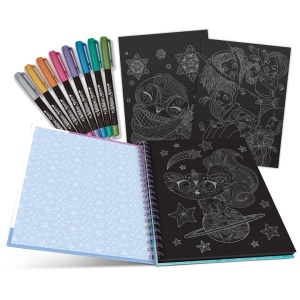 Set Art & Craft Carte De Colorat Cu Pagini Negre, personaj Isadora & Iceana - Nebulous Stars