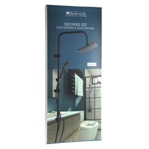 Set complet de duș negru, cu bară reglabilă, duș de mână și furtun flexibil