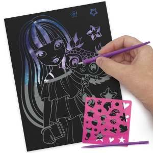 Set creativ Scratch & Sketch, planșe de răzuit, șabloane și unelte incluse, Nebulous Stars, Isadora, 8+