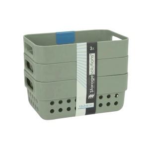Set de 3 coșulețe de depozitare, 350ml, Storage Solutions, 12x7x5 cm, verde