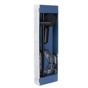 Set de duș complet, negru mat, cu pară de duș 3 funcții Ø11 cm, furtun inox 150 cm și bară reglabilă 60 cm