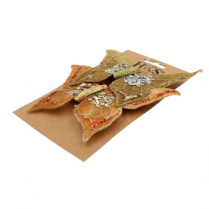 Set fluturi decorativi auriu-bej cu clips