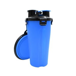 Set hrană animale Koopman, pentru apă și mâncare, compartimente duble 440 ml, Dogs Collection, fără BPA, FSC, albastru cu negru