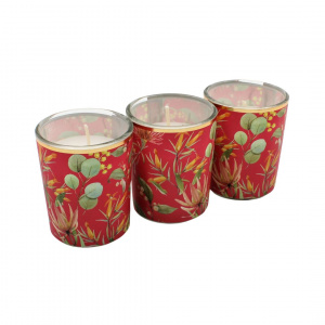 Set lumanari design floral rosu 5x6cm