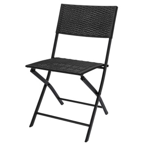 Set mobilier de terasă pliabil, Jumi, negru, 2 scaune și masă cu suport pentru flori