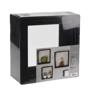 Set 3 rafturi decorative din lemn, H&S Collection, negre, 23/25,8/28,5