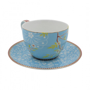 Set porțelan cească și farfurioară, Pip Studio, colecția Early Bird, bleu, 280 ml