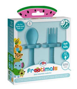 Set tacâmuri din silicon, pentru bebeluși, culoarea albastru, Frootimals - Img 2