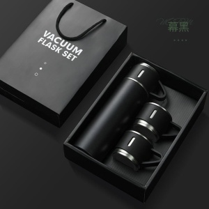 Set termos cu 3 căni – 500 ml, ideal pentru călătorii și cadouri, negru