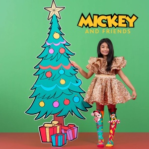 Șosete lungi colorate Madmia pentru fete fantasy Christmas Mickey and Pluto 3-5 ani