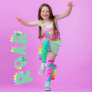 Șosete lungi colorate Madmia pentru fete fantasy Roar Dino 3-5 ani