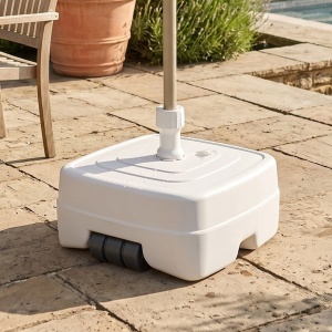 Square parasol base, white, 45L – stable garden umbrella stand for patios and outdoor use