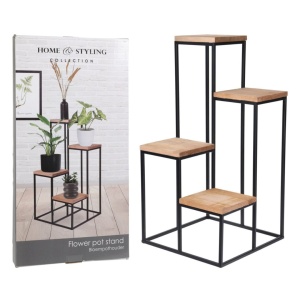 Suport etajat pentru ghivece de flori, 4 nivele, metal și lemn, 34 x 34 x 77 cm – Home & Styling Collection