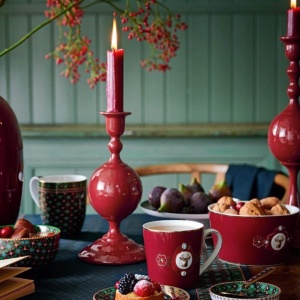 Suport metalic pentru lumânare, candle holder sphere, Dark Red, 24 cm, colecția Love Birds, Pip Studio