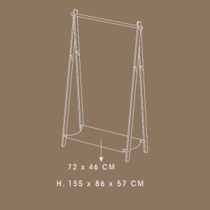 Suport pentru haine din bambus cu polița textilă, 155x86x57 cm