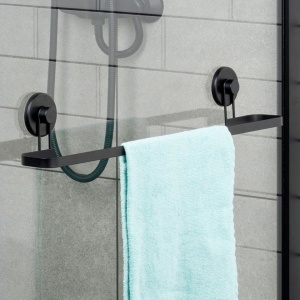 Suport pentru prosoape, Bathroom Solutions, prindere cu ventuză, negru mat, 60x8.5x10 cm - Img 3