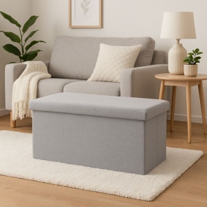 Taburet cu spațiu de depozitare, Storage Solutions, 76x40x38 cm – Gri