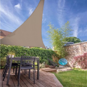Pânză de umbrire triunghiulară 3x3x3 m, taupe, cu protecție solară UPF 50+