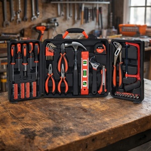 Trusă de scule si accesorii, 76 de piese, FX Tool, negru si portocaliu, in valiză