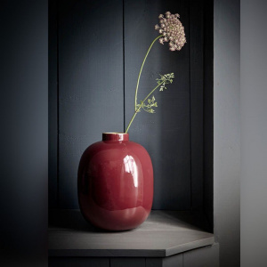 Vază decorativă ovală, metalică, Pip Studio, 32cm, Dark Red