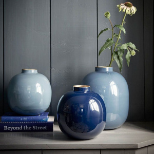 Vază decorativă rotundă, metalică, Pip Studio, 23cm, Light Blue