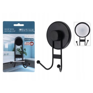 Agățătoare pentru prosop, Bathroom Solutions, prindere cu ventuză, negru mat, max 3.5 kg, 7x5.5x12 cm