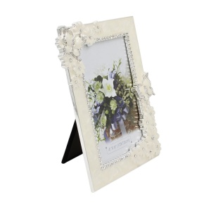 Ramă Foto AZAY Florală cu Cristale, 10x15 cm, Ramă Foto Elegantă Decorativă, Cadou Nuntă / Casă Nouă, Cutie Cadou Inclusă