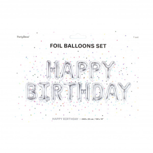 Balon party Happy Birthday argintiu 340x35cm - Img 3