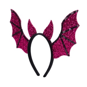 Bentiță de Halloween cu model liliac cu paiete, roz și negru, accesoriu pentru costum